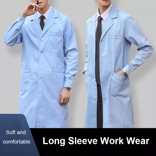 Men Long Work Clothes Professional Unisex Doctor Coat with Pockets for Food