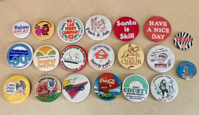 Vintage Pin Badges x20 (1970's and 80's)