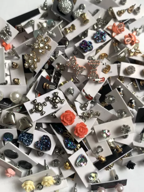 Wholesale lot of 100 Pairs of Assorted Stud Earrings New