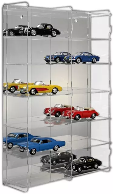 Vitrine miniature de voiture SORA 1:24 avec paroi arrière réfléchissante pour 12 modèles réduits de voitures 2