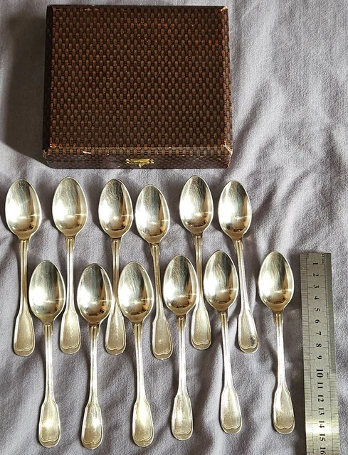 Cuillere A Verrine Coffret De 12 Cuillères à Café En Métal Argenté Modèle Filet Cuillères à œufs Porcelaine
