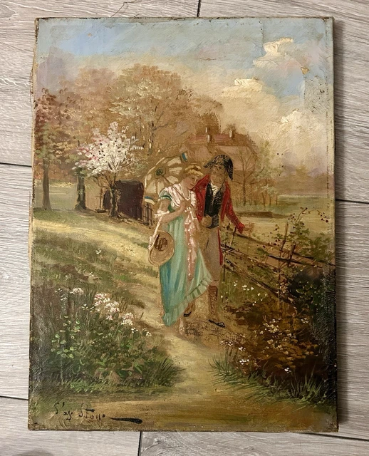 TABLEAU ANCIEN HUILE Sur Toile Signée EUR 14,99 - FR