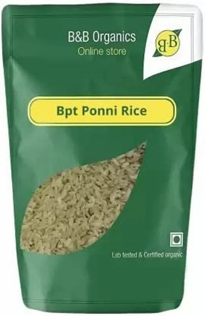 Ponni Rice Organischer und natürlicher BPT Par Gekochter Reis Packung mit 1 kg