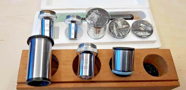 Collection of LOMO USSR Microscope Lenses With Cases