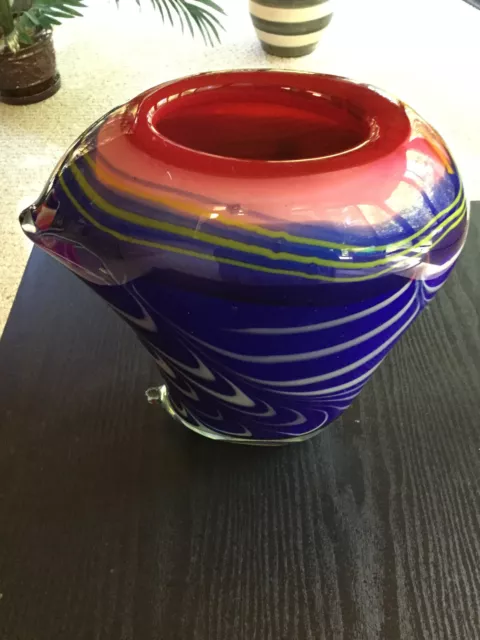 Beautiful vibrant colorful art glass vase