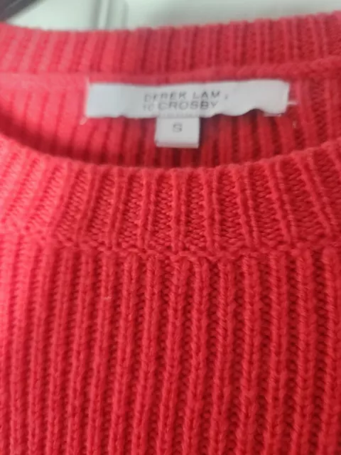 Derek Lam 10 Crosby S Red 100% Extra Fine Merino Wool Cable Knit Women’s Sweater 2