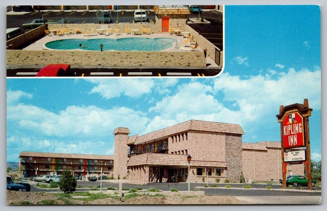 Kipling Inn Street Multi View Lakewood Denver Colorado Old Cars Vintage Postcard