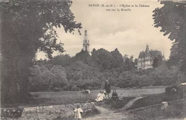 Cpa 54 Bayon L'eglise Et Le Chateau Vue Sur La Moselle