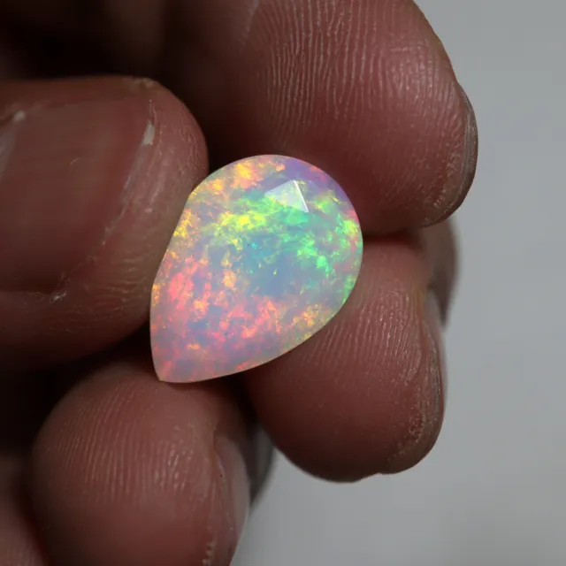5.7 Cts 16.4x11.4 MM Natural AAAA Red Green Yellow Fire Ethiopian Opal Pear Cut