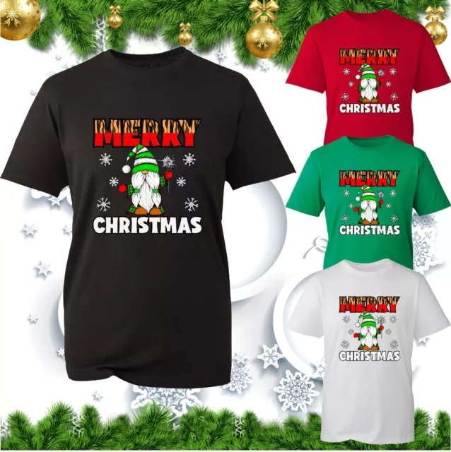 Merry Christmas Gnomies T-Shirt Funny Xmas Santa Party Wear Winter Festival Top