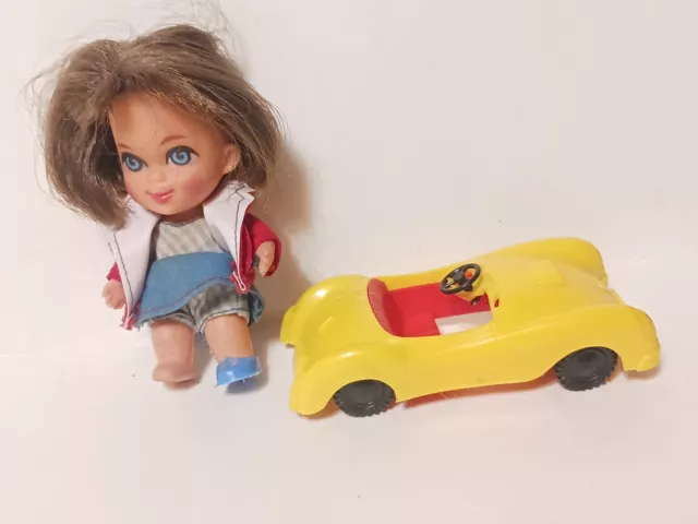 Vintage Mattel Liddle Kiddles BABE BIDDLE Doll Outfit & Car Missing Scarf/Shoe