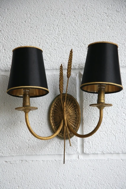 3 x Rare Vintage Retro FRENCH 1950s Wheat Sheaf Wall Lights Lamp Mid Century