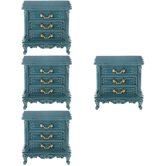 4 Pieces Children Miniature Toy Display Cabinet Bookshelf Kids Dollhouse