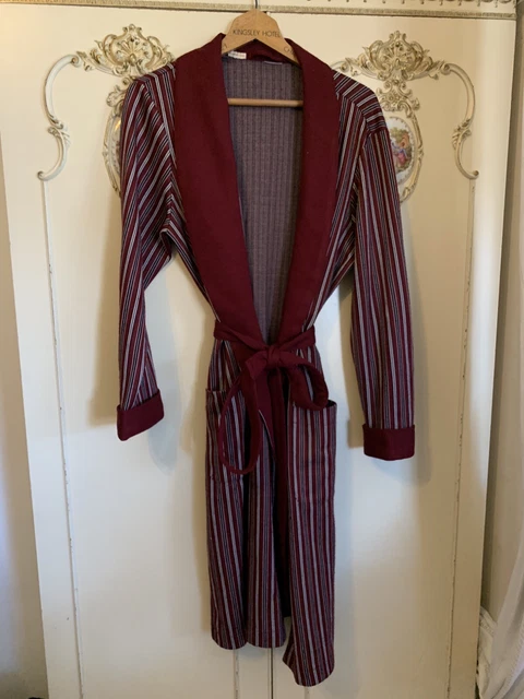 Abito vintage da uomo anni '70 a righe bordeaux acrilico taglia M-L
