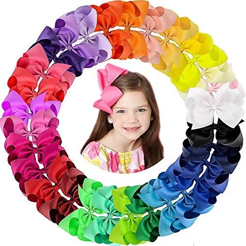 Oaoleer 30 Colors 6 Inch Hair Bows Clips 6 (Pack of 1), Multi-colored