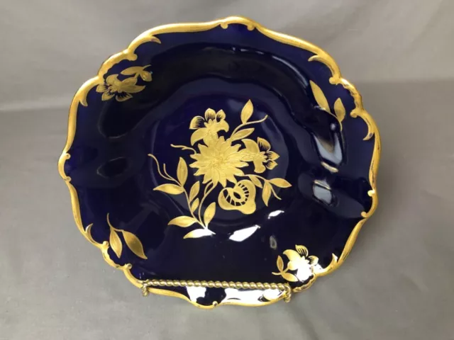 Gorgeous JLMenau Etch Kobalt Scalloped 10&1/2” Footed Bowl 24K Gold Cobalt