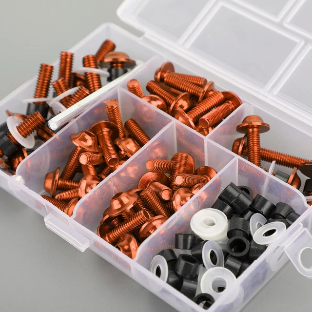 158x Fastener Clip Screw Bolt Kit Motorcycle Sportbike Windscreen Fairing Orange
