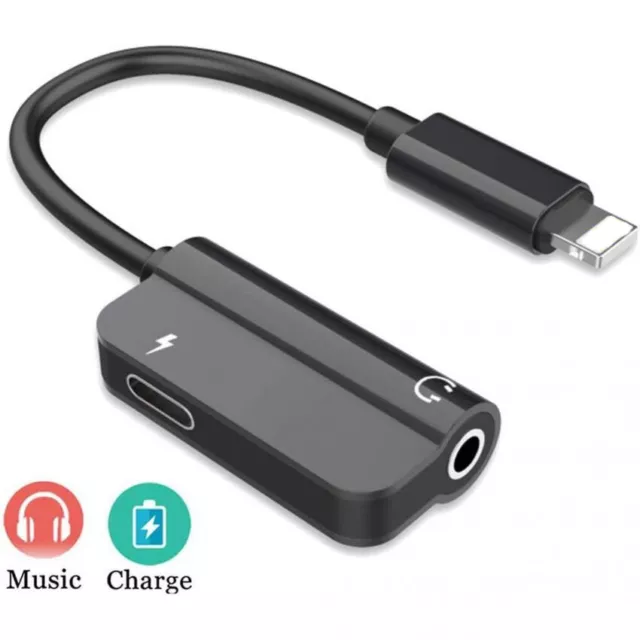 2 in 1 Audio Splitter Adapter 3.5mm Headphone Jack Adapter & Charger for iPhone 3