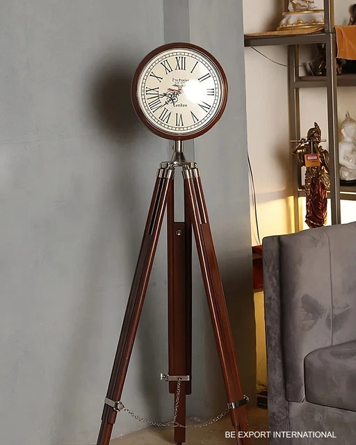 Reloj antiguo de gran padre con trípode de madera, soporte para decoración...