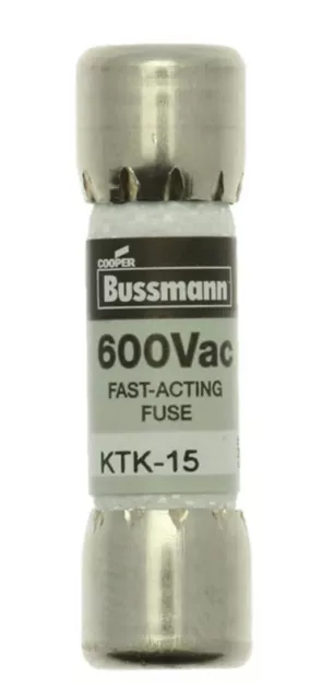 BUSSMANN KTK-15 600VAC 15A Cartuccia FUSIBILE AD AZIONE RAPIDA 10x38 mm - Multimetro Fluke