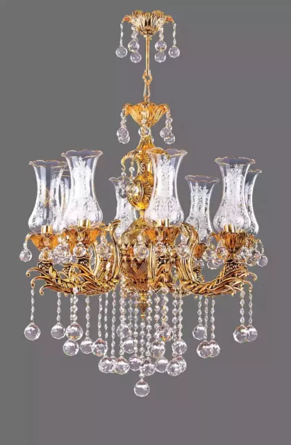 Lüster Luxus Deckenleuchter Gold Kronleuchter Deckenlampe Kristall Art