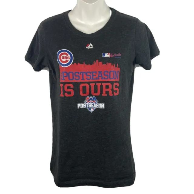 Chicago Cubs 2015 Postseason T Shirt / Women’s (S) Charcoal Majestic