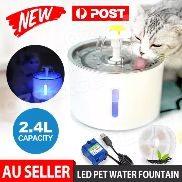 LED USB Automatic Electric Pet Water Fountain Dog/Cat Drinking Dispenser/filter