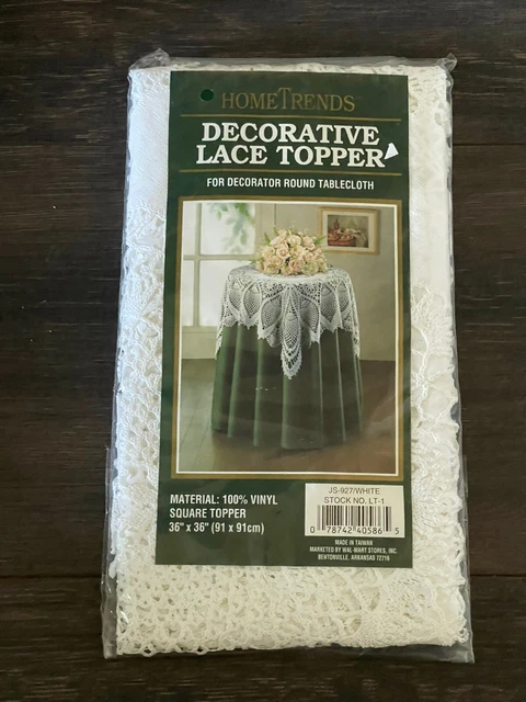 Home Trends Decorative Lace Topper  Round Table Cloth 36x36 Color-white NIP