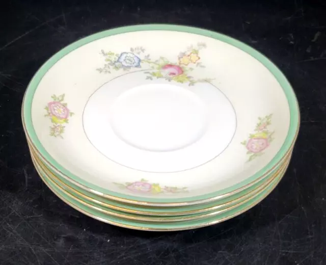 Set of 4 Vintage Japan N.S.P. Meito 5 3/4" Saucer Plates, Hand Painted