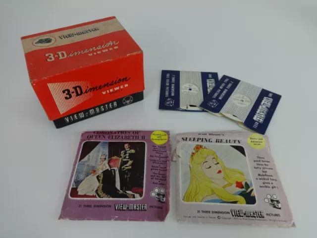 Vintage View Master Model E 3D Viewer Bakelit Disney Royals Rutschen Sägen braun