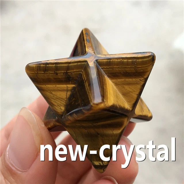 Natural tiger's eye jasper quartz Merkaba Star crystal Reiki Energy Healing