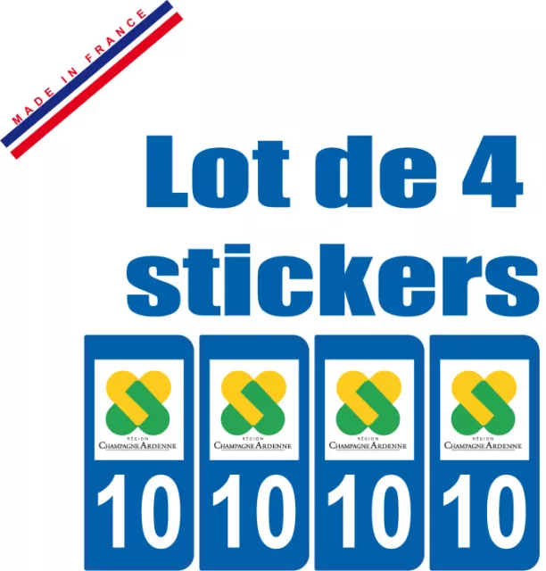 4 STICKERS style PLAQUE IMMATRICULATION DEPARTEMENT 10