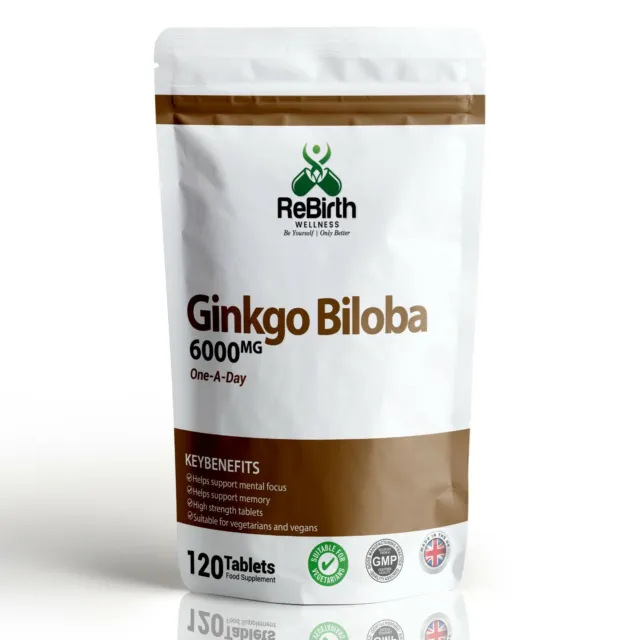 Ginkgo Biloba 6000mg High Strength  | Blood Circulation | Memory | 120 Tablets