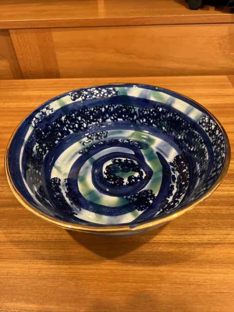 Jitka Sladka-Budinska Ceramic Bowl Handmade Collectible Signed Gold Plated