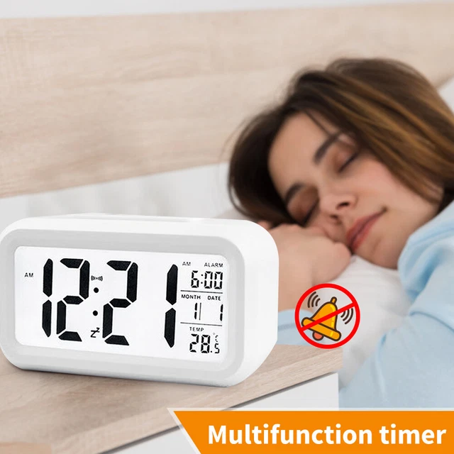 Temperature Alarm Clock LED Display Digital Backlight Calendar Desktop Snooze fr 3