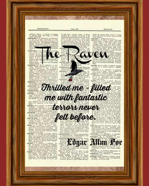 Edgar Allan Poe Dictionary Raven Story Art Print Book Page Quote Picture Poster