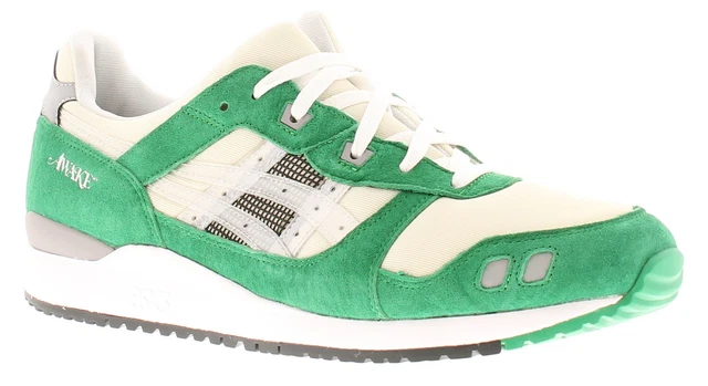 ASICS MENS TRAINERS Gel Lyte iii OG Lace Up green grey white UK