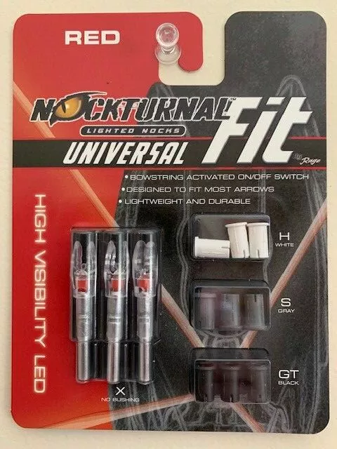 New Nockturnal By Rage Universal Fit Red Lighted Nocks 3pk NT-302