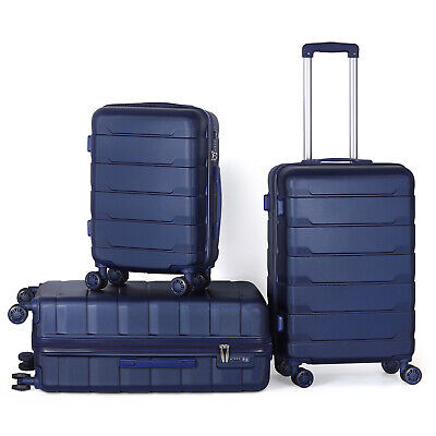 Business Luggage 3Piece Set Suitcase Spinner Hardshell Lightweight TSA Lock Blue