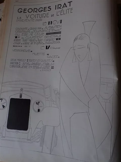 IRAT Georges automobile  publicité papier ILLUSTRATION AUTO 1927 col