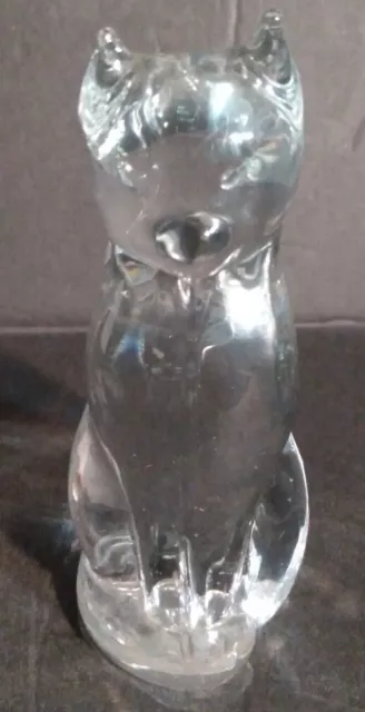 Vintage Cat! Reijmyre Sweden Clear Crystal Glass Figurine 4 1/2" T Swedish Glass
