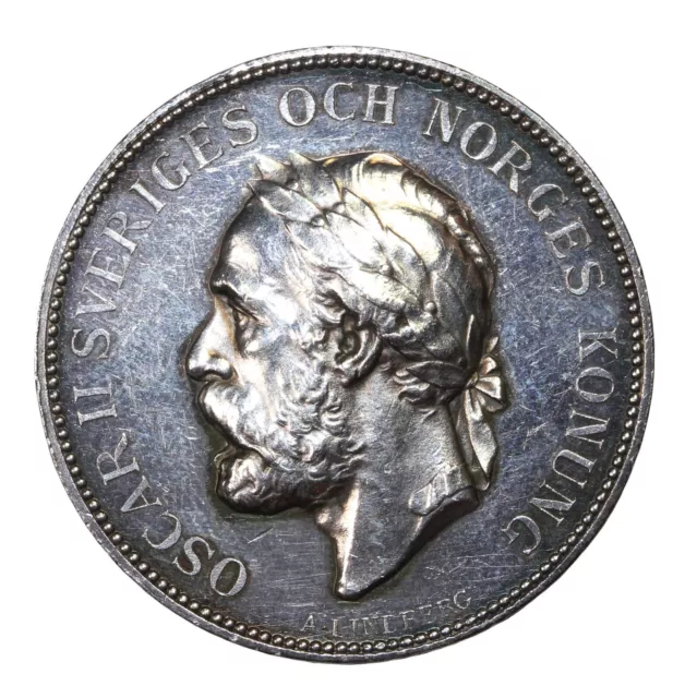 Sweden 1880 Goteberg Oscar II Silver Medal By A. Lindberg