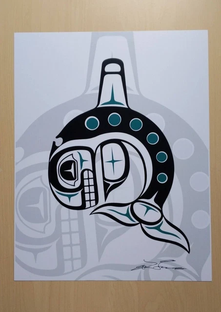 Orca Killer Whale by Lon French Haida Artist 11"x14" Signed Print