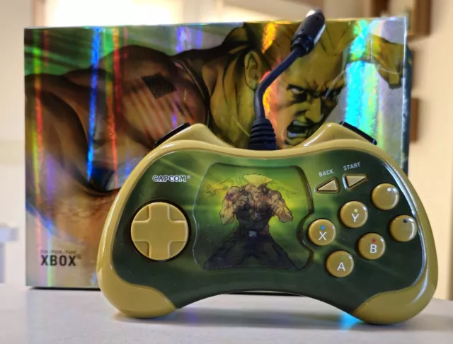 Street Fighter 15th Anniversary Xbox Controller Guile + Box / Contents - Tested