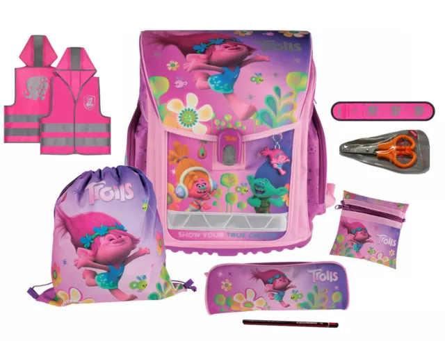 Trolls Schulranzen-Set Ranzen Tornister Schultasche Rucksack Starter 8-Teilig