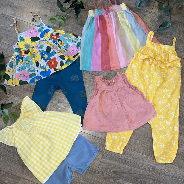 NEXT h&m m&s baby girl summer bundle dress jumpsuit top shorts rainbow 12-18