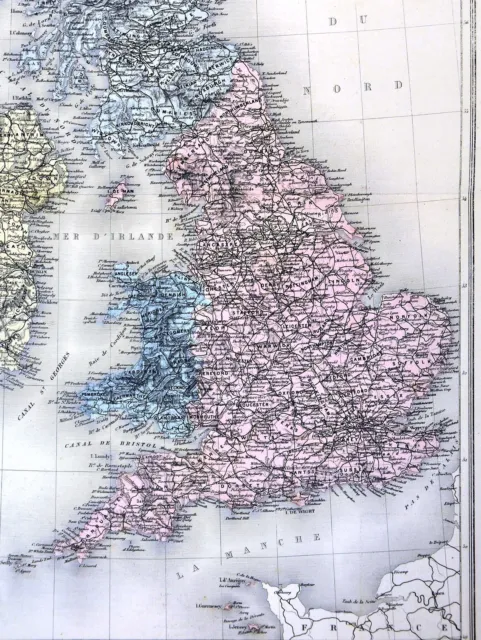 1880 Migeon Map - British Isles - England Wales Scotland London Great Britain UK 3