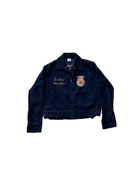 VTG FUTURE FARMERS of America FFA Blue Corduroy Jacket Size 38 70s 