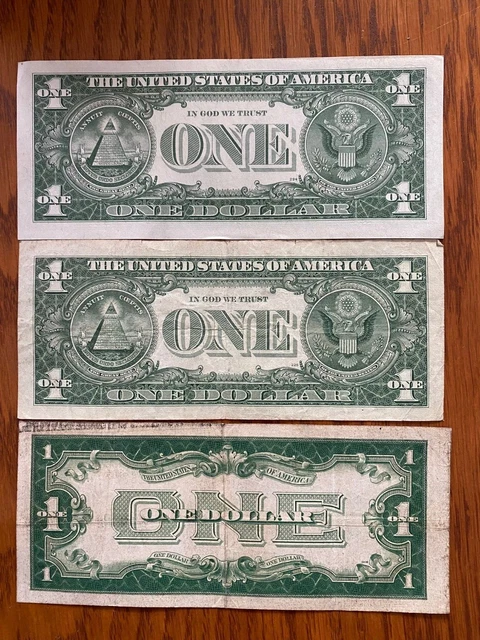 One Dollar Funny Back, Star, UNC Silver Certificate Blue Seal $1 Note Lot of 3 2