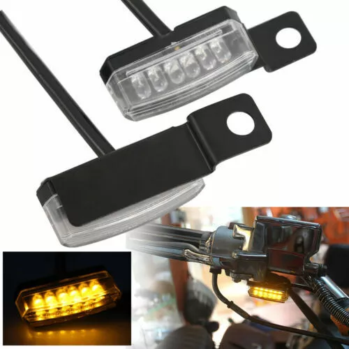 2x LED Moto Mini Clignotant de Guidon Quad Indicateur Feu Lampe Ambre for Harley